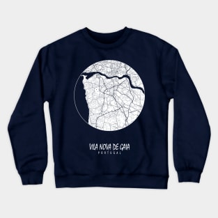 Vila Nova de Gaia, Portugal City Map - Full Moon Crewneck Sweatshirt